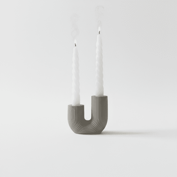 zestaw DIY betonowy świecznik w kształcie U efekt końcowy